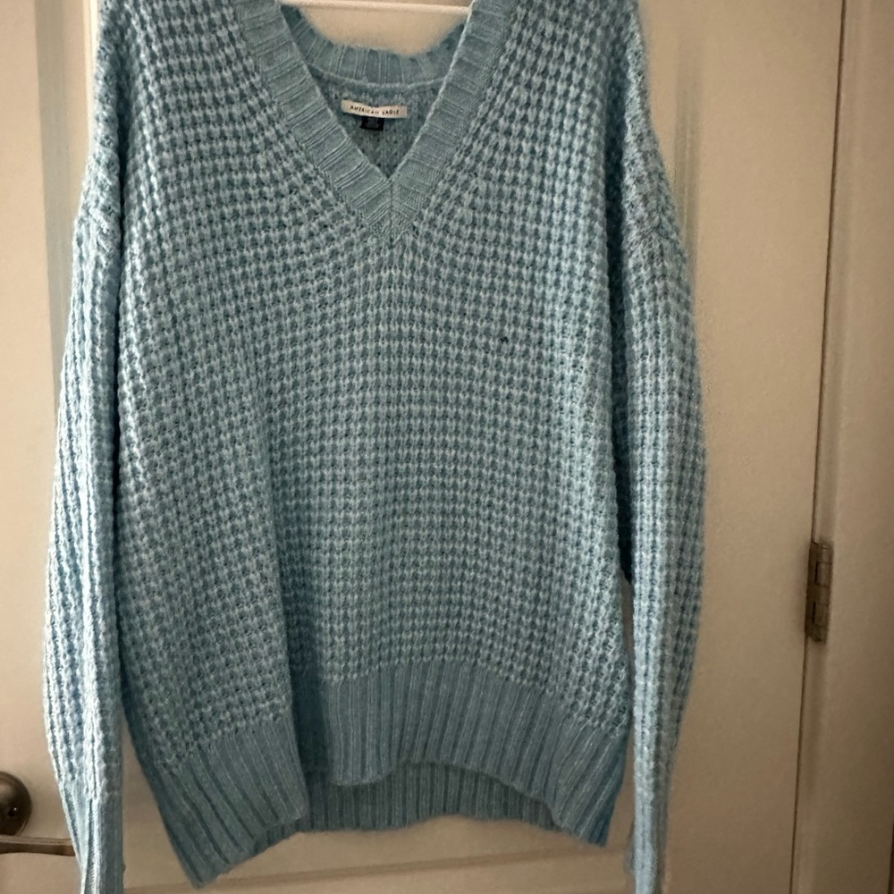 American Eagle Outfitters Sky Blue V-Neck Sweater